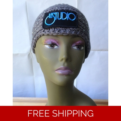 Grey Sparkle Woman Winter Headband  W & B Front Logo